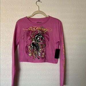 Ed Hardy Purple Graphic Long Sleeve Tee large-see measurements